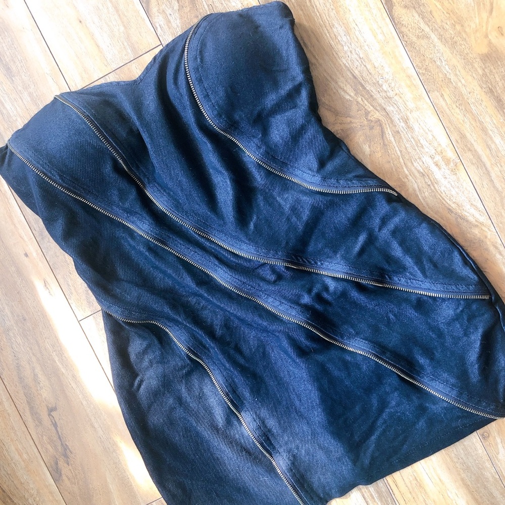 Edgy Unique Mini Dress Zippers Strapless 🤐😍💞